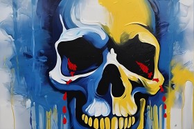 An abstract painting: Gaza Suffering from the World Wars Era Col