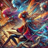Heroic Clash: A Dynamic Comic Painting