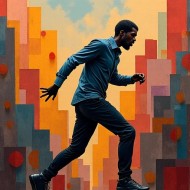 Man Walking in Analitic Cubism