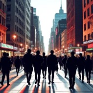 People Walking in New York CIty in Pop Art