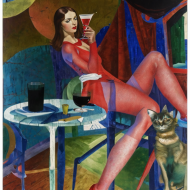 Woman drinking red wine