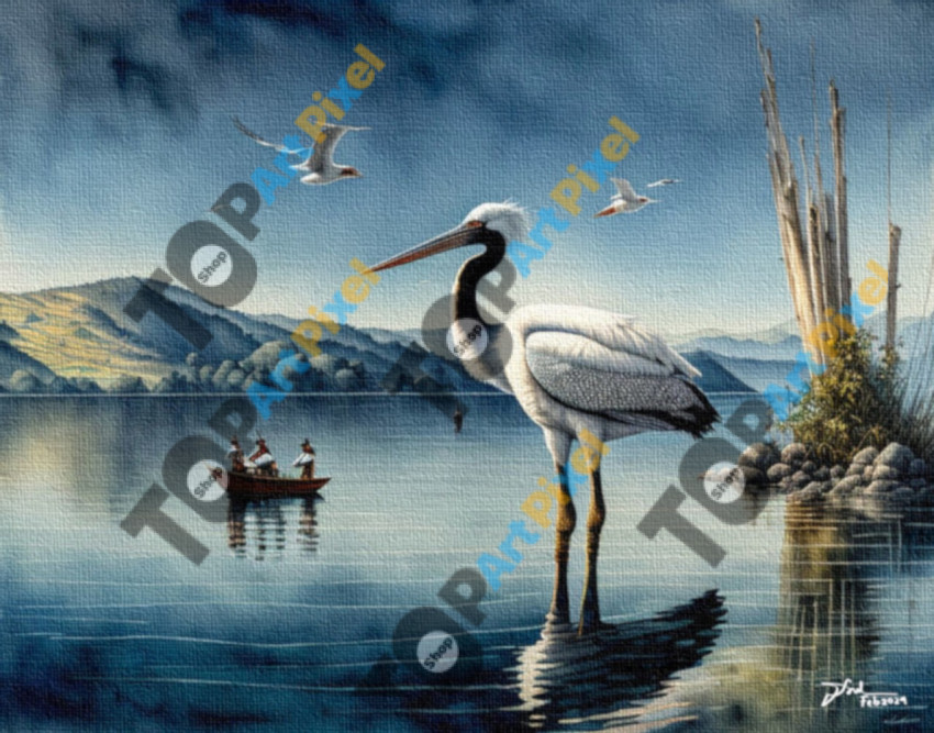 Storks On Lake Toba 1