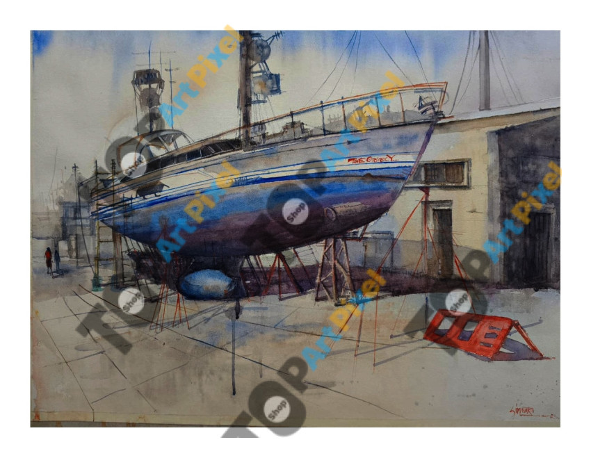 Boat watercolor painting