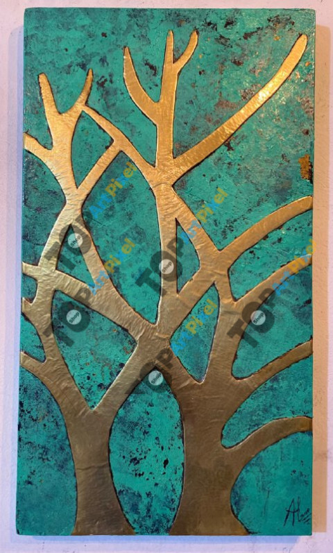 Abstract Copper Branches Artwork