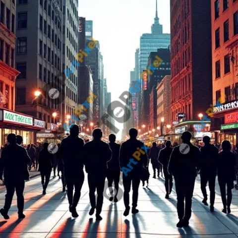 People Walking in New York CIty in Pop Art