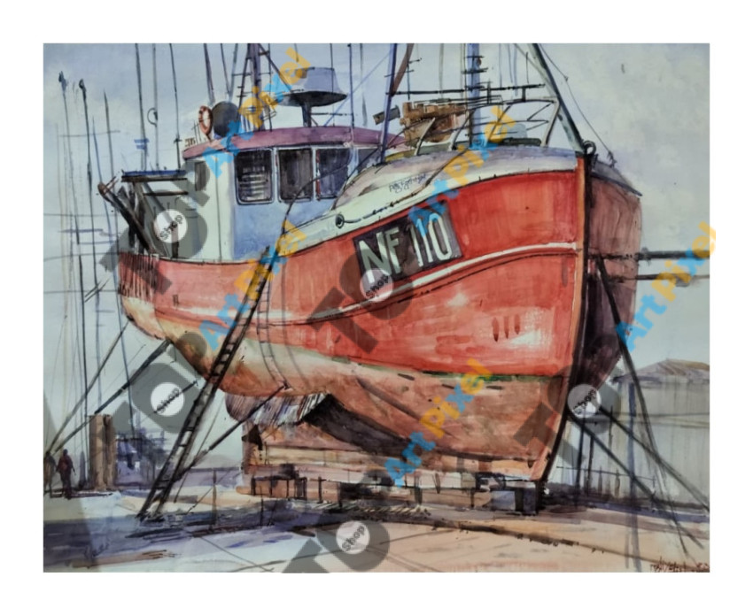Boat watercolor painting