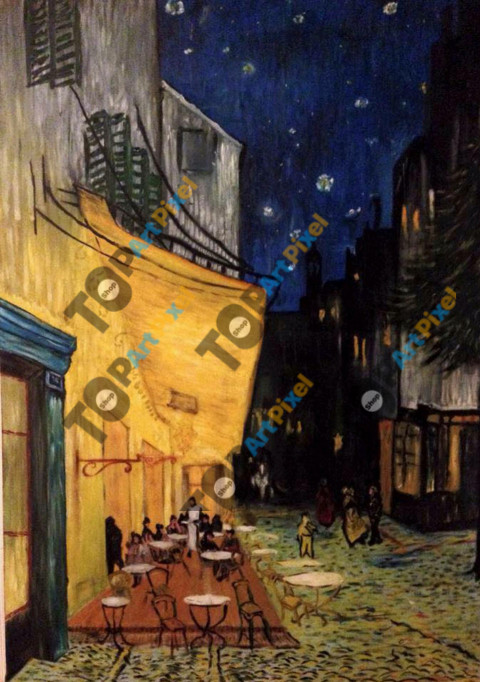 Terraza de un café por la noche .